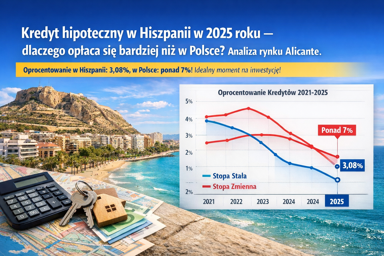 Kredyt hipoteczny w Hiszpanii w 2025 roku – dlaczego opłaca się bardziej niż w Polsce? Analiza rynku Alicante.